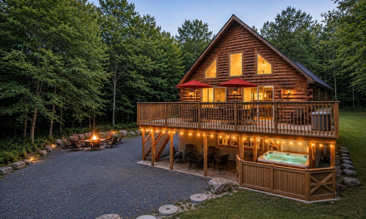 Briar Crest Woods House | Forest Pine Chalet | Hot Tub, Game Room, Sleeps 16
