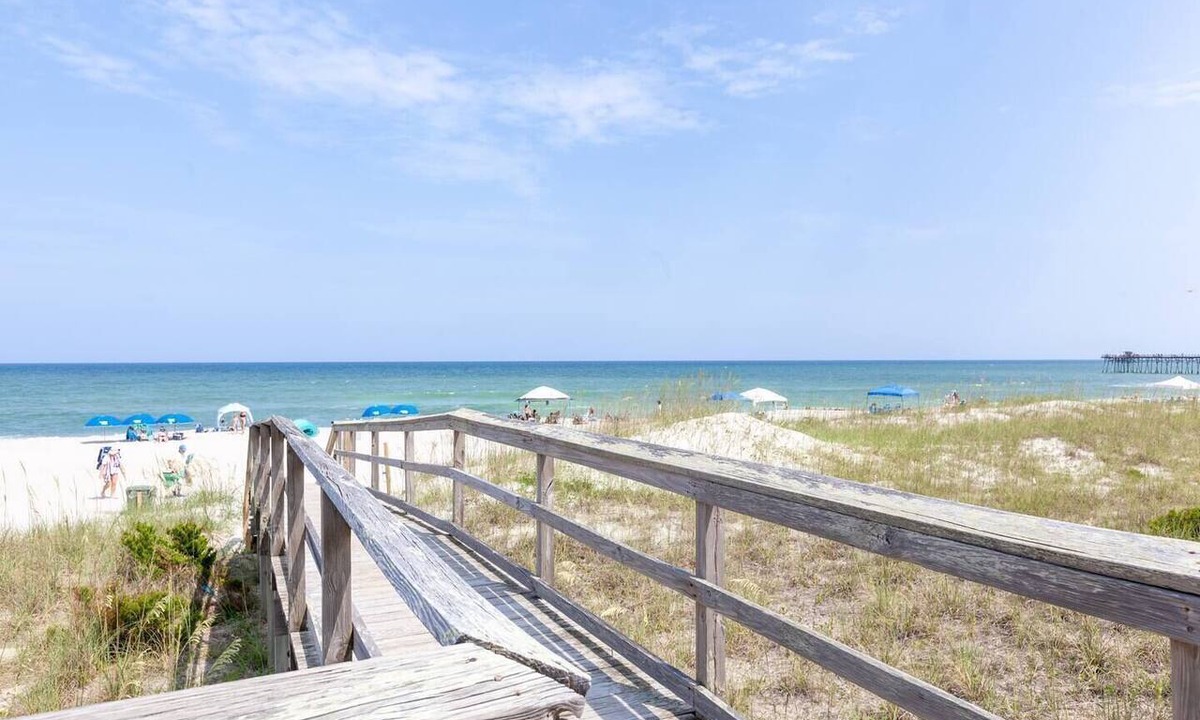 Kure Beach Condo | Ocean Views, Private Deck, Walk to Beach & Pier