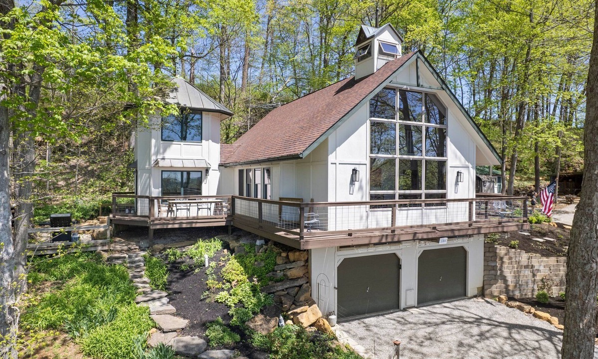 Manchester House | Unique and secluded A frame home on 31 acres with hot tub.