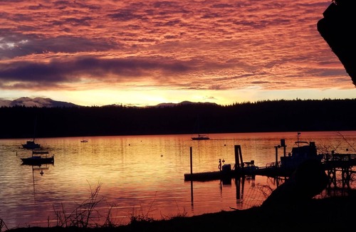 Marrowstone Cabin | Bed and a twin bed, bedroom individual, entrance and exit to private beach