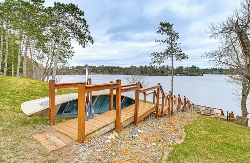 Lake Wissota Apartment | Dock, Deck & View: Lakefront Chippewa Falls Studio