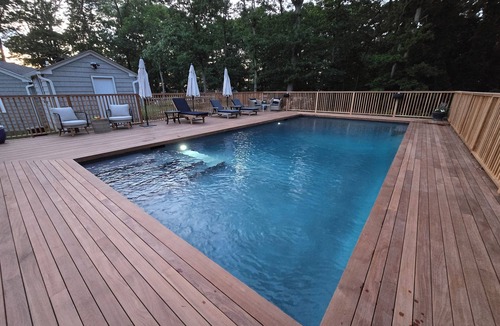 Hampton Bays House | Hamptons Waterview Custom Home with Designer Finishes Heated Gunite Pool