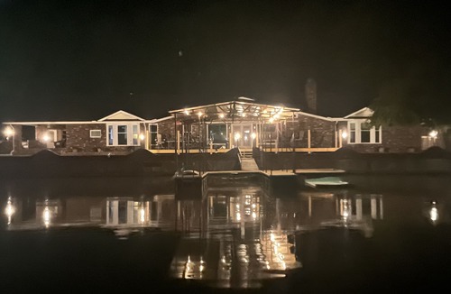 Versailles House | Lake Front Home with 3 steps to water, private dock, quiet cove & flat yard