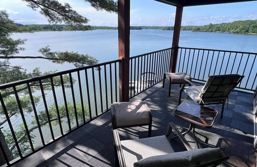 Turtle Lake House | Lakefront Luxury Modern Home With Docks, Fire Pit & Pontoon Boat Rental