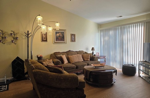 Canton Condo | Ruby's private 2-bedroom home with recently renovated floors.