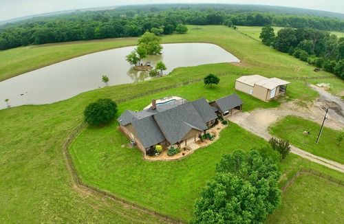 Arthur City House | Secluded 5BR Ranch house: Heated Pool, Fishing Pond, Relaxing & Scenic Views 13+