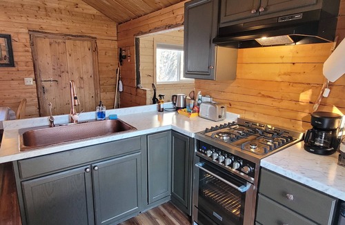Sutton Cabin | The Polaris is a cozy delight with 360 degree mountain views. Pet Friendly!