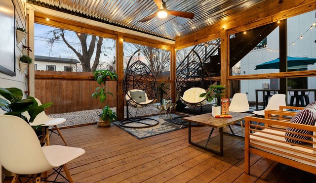 Easter Break Cozy Deck EV Charger Fire Pit