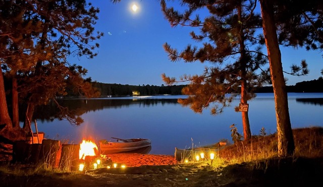 Lakefront-Semi Rustic Cabin-8.5 acres. Woods and lake, nature at its finest! in Frederic